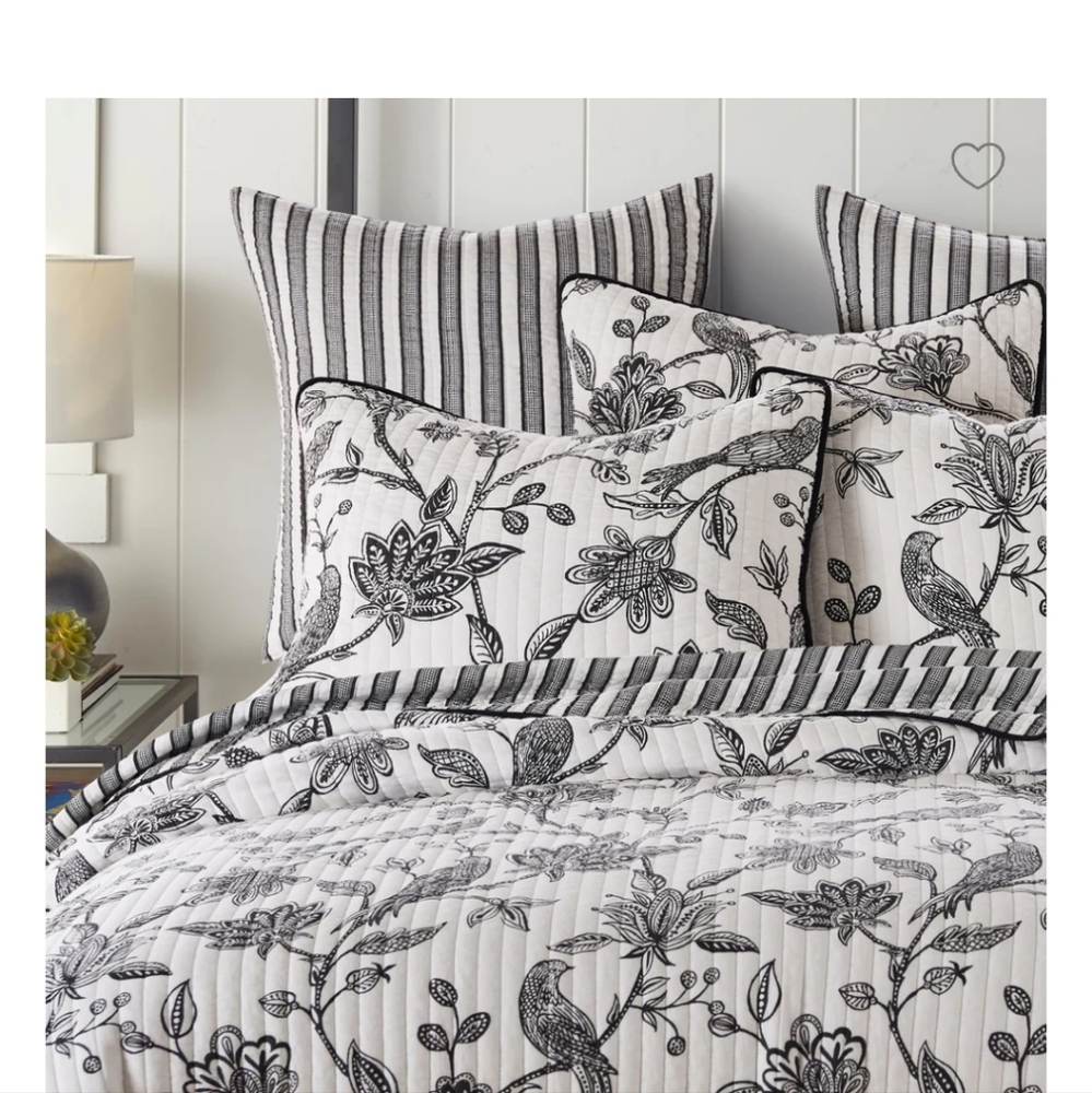 Levtex tanzie Black white boho bird pillow sham